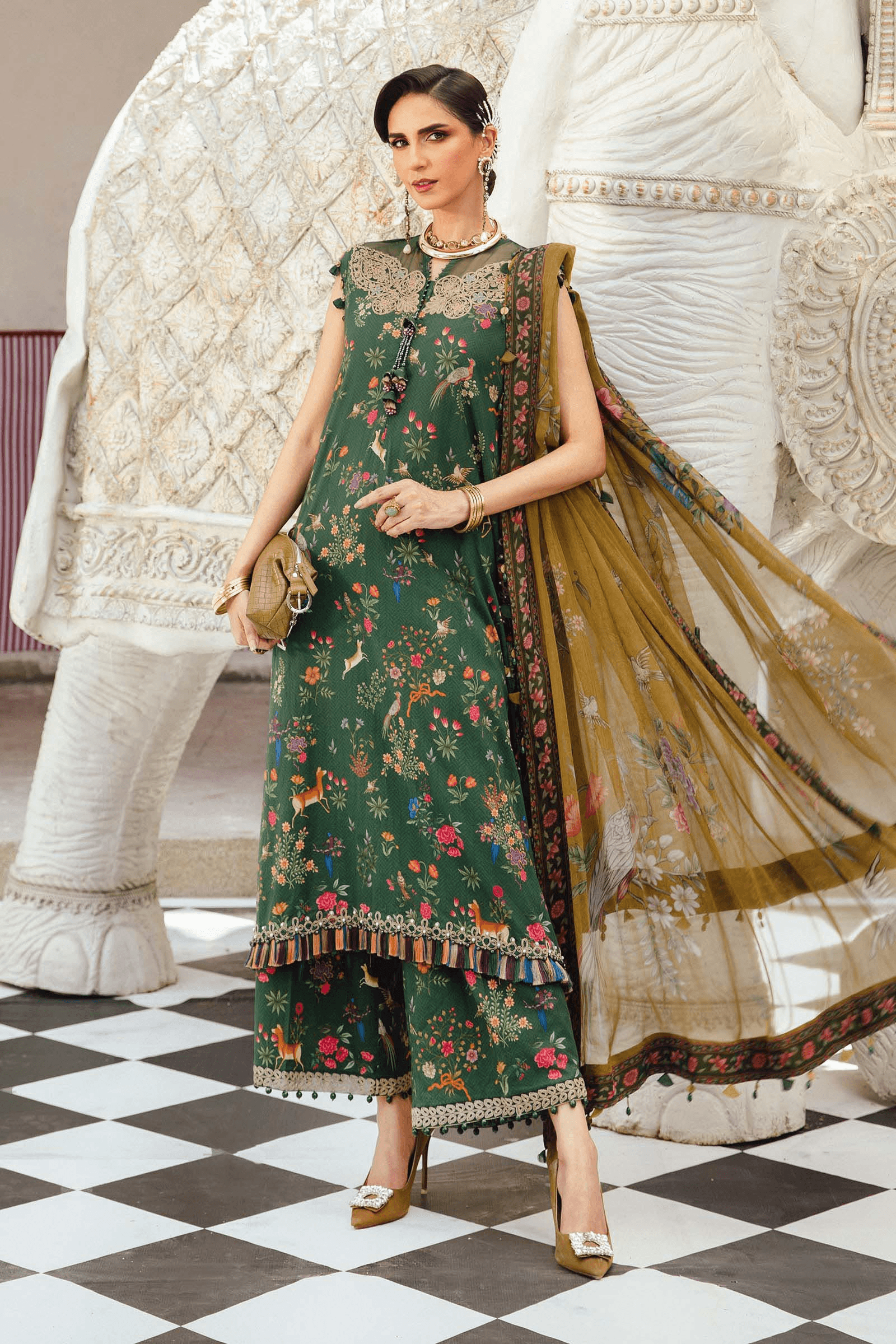 3 Piece Stitched Embroidered Linen Suit | MPT-2707-B
