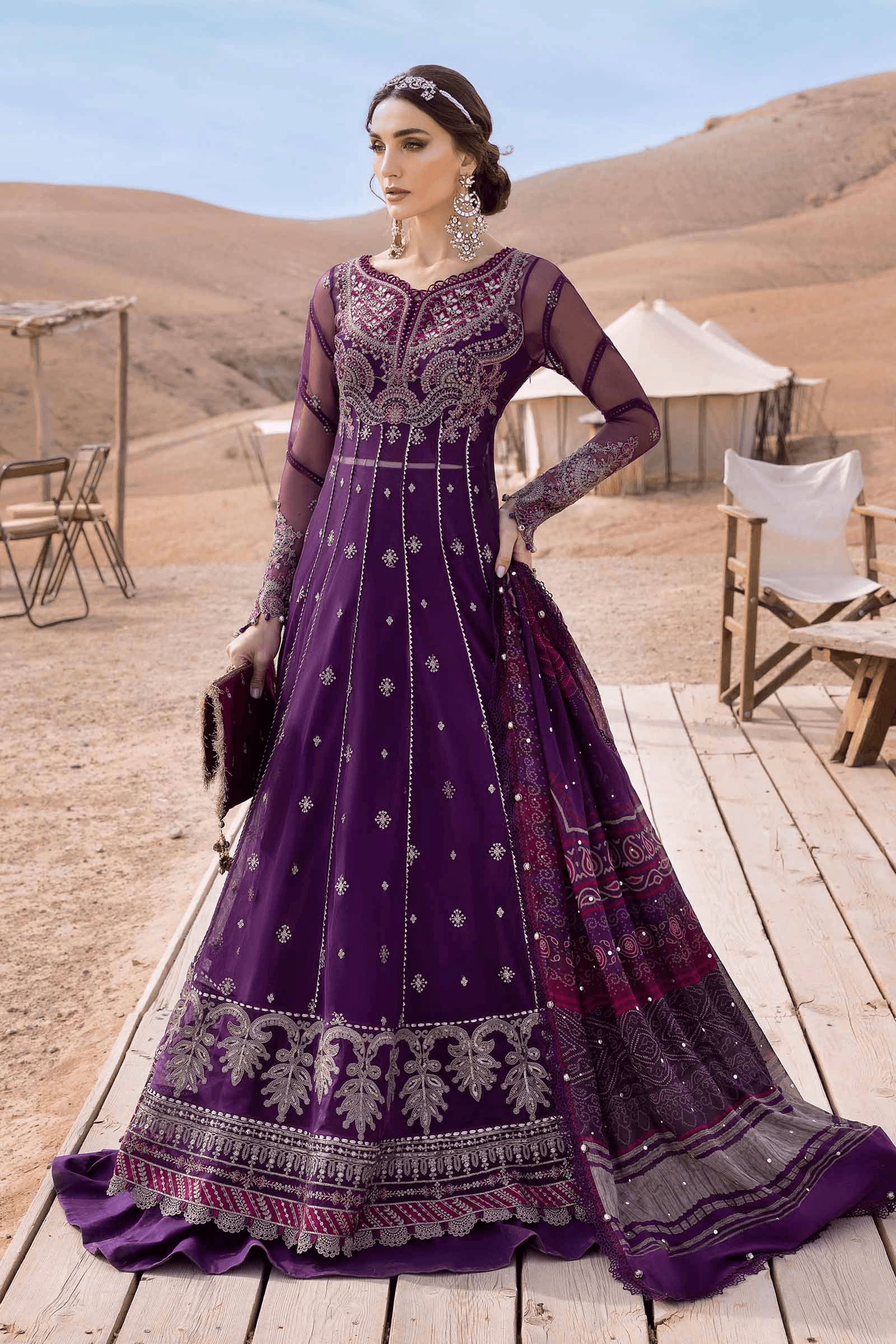 3 Piece Stitched Embroidered Net Suit | D-2507-B