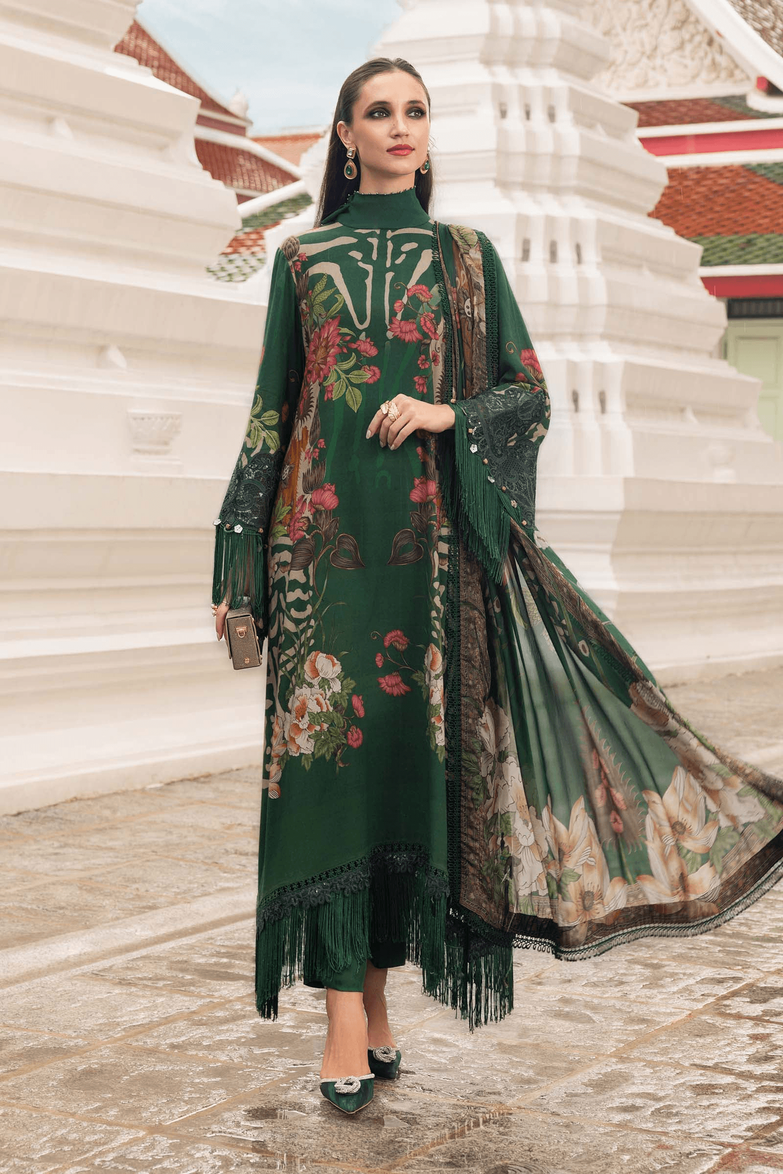 3 Piece Stitched Embroidered Linen Suit MPT-2810-A