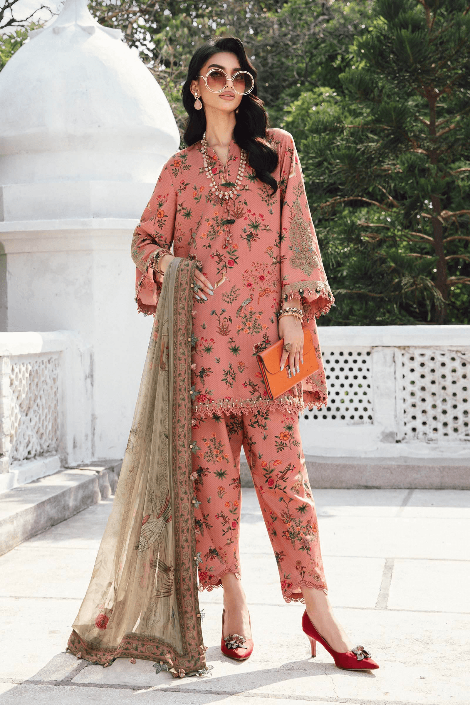 3 Piece Stitched Embroidered Linen Suit | MPT-2707-A