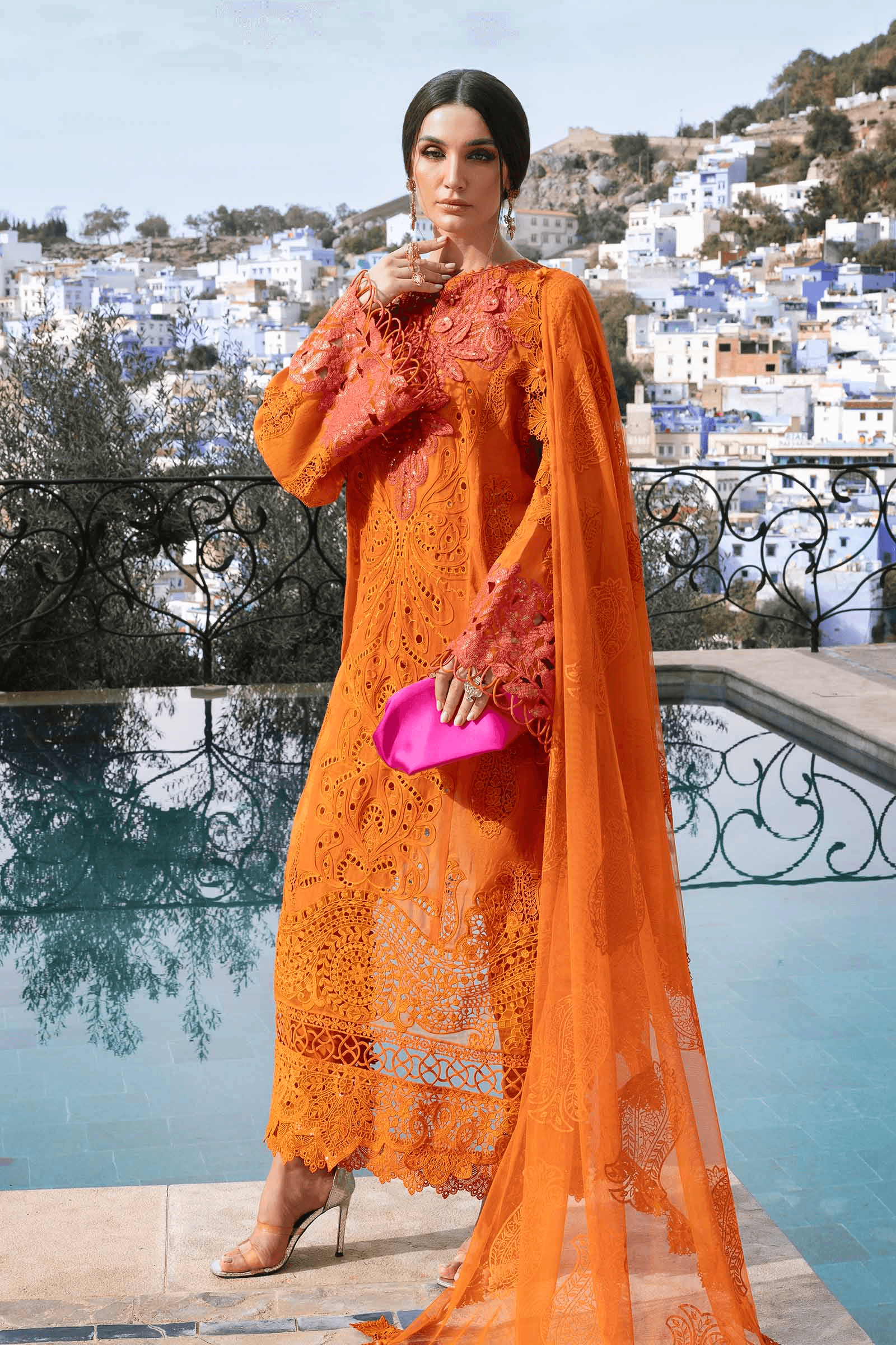3 Piece Stitched Embroidered Paper Cotton Suit | D-2505-B