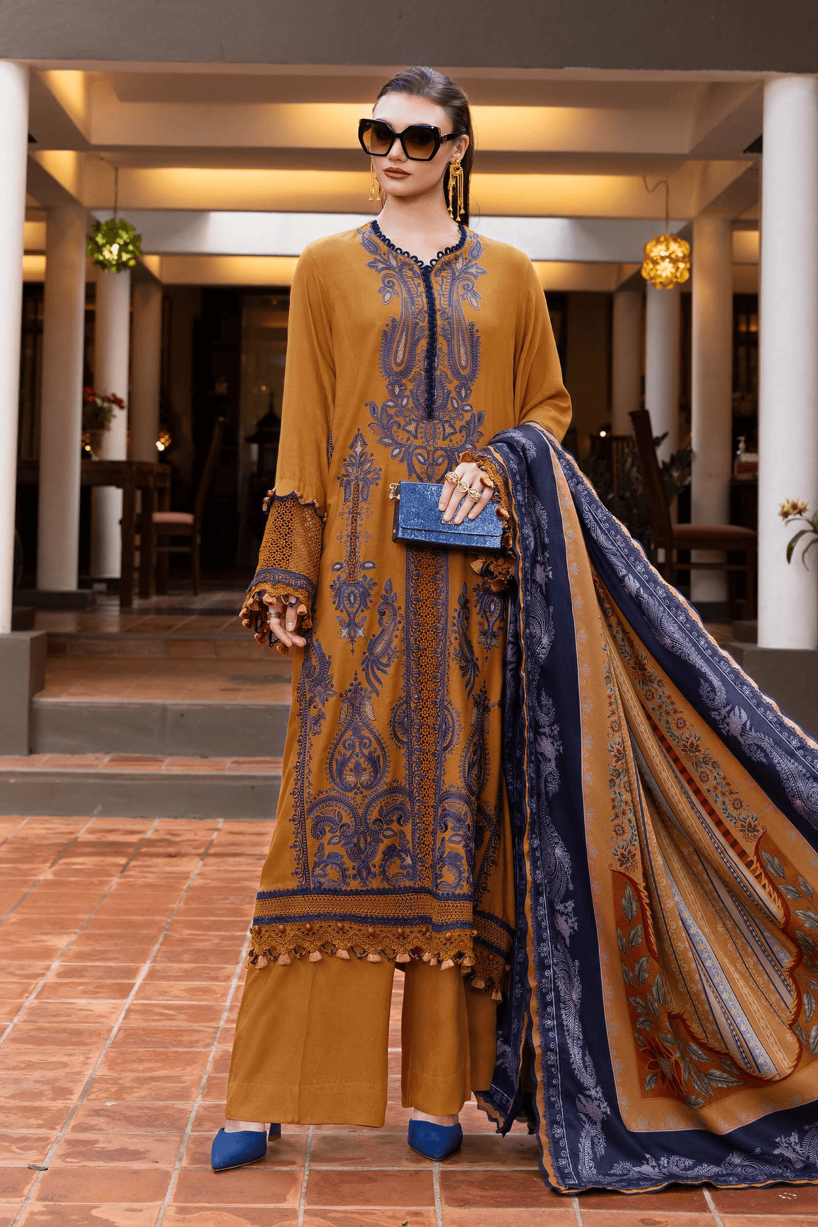 3 Piece Stitched Embroidered Linen Suit | MPT-2803-A
