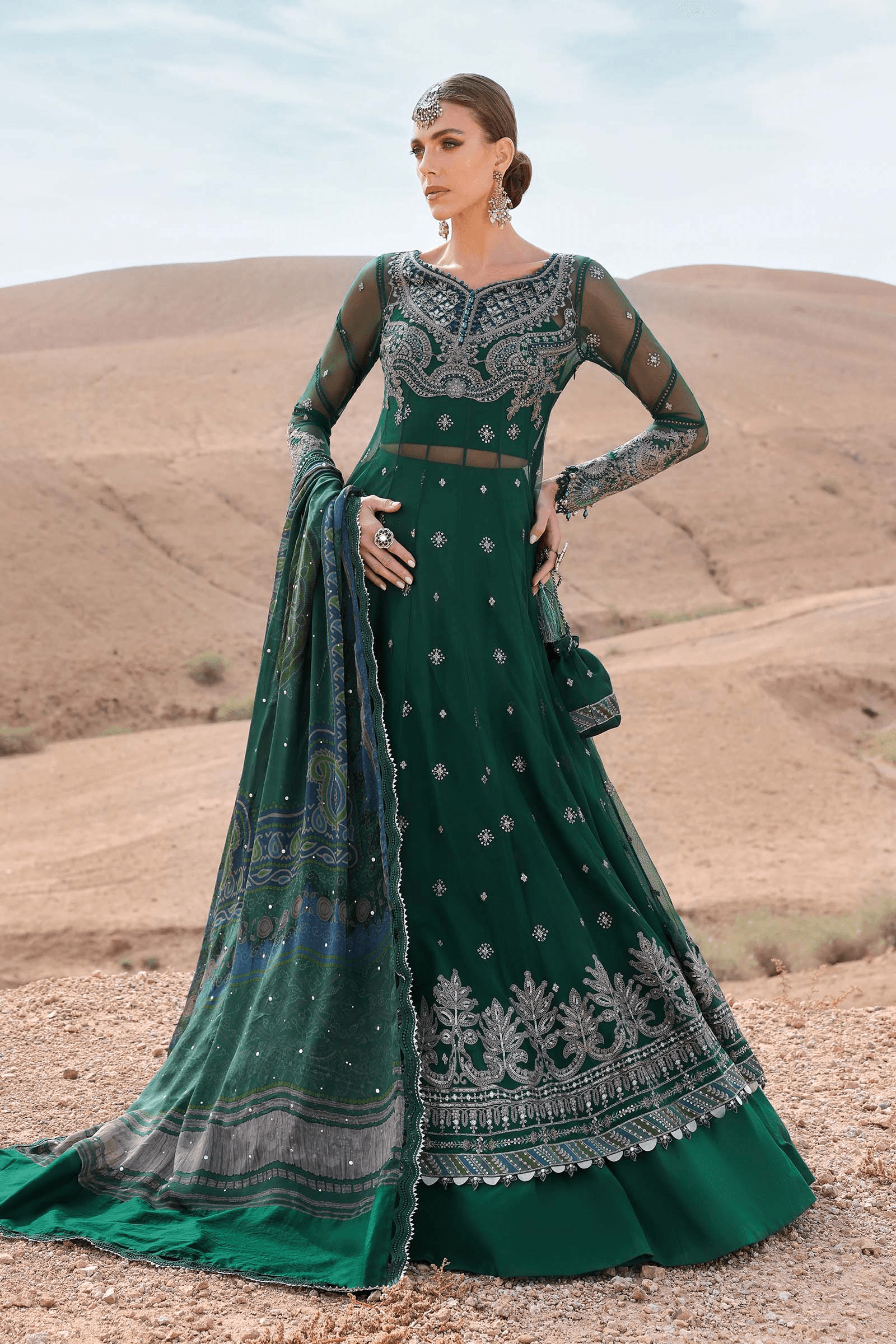 3 Piece Stitched Embroidered Net Suit | D-2507-A