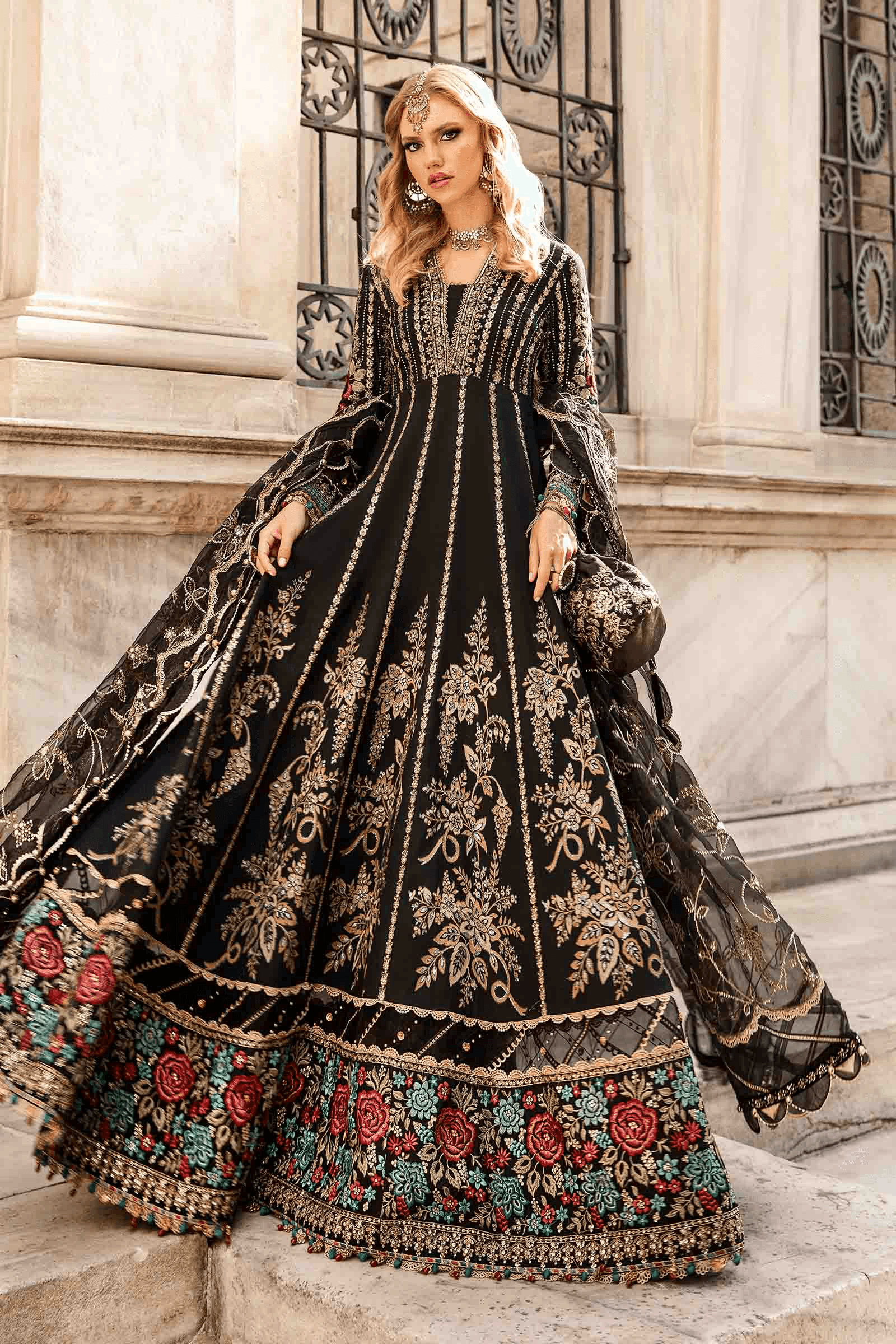 Stitched Embroidered Cotton Satin Suit | CST-806