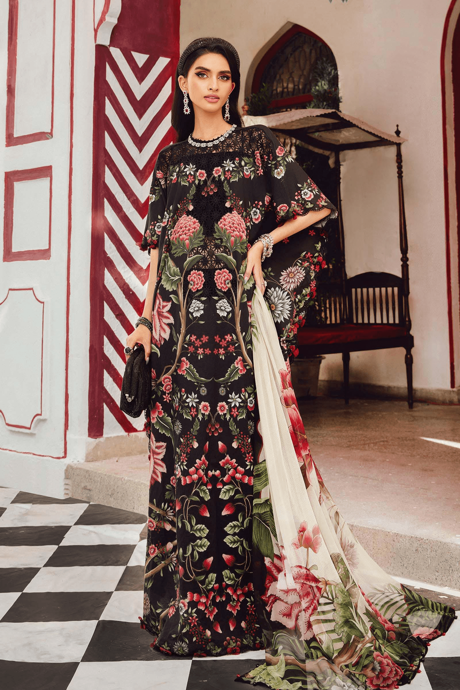 3 Piece Stitched Embroidered Cambric Suit | MPT-2709-B